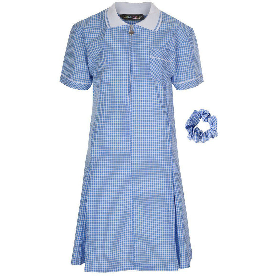 Miss Chief Girl's School Gingham Summer Dress Age 3 4 5 6 7 8 9 10 11 12 13 14 15 16 17 18 20 Pleated