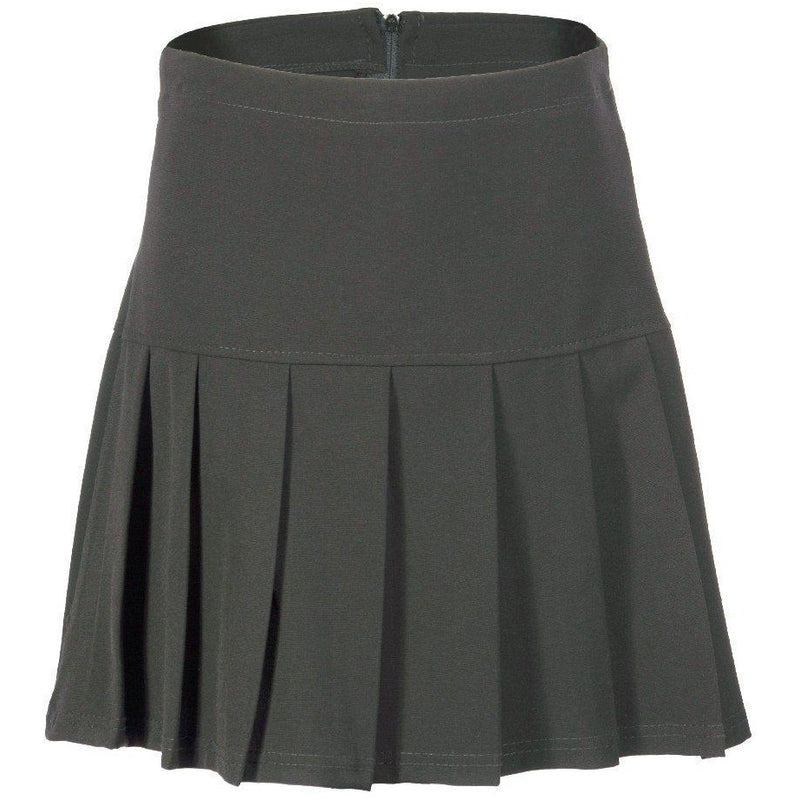 (UK 6-24) Girls Ladies School Drop Waisted Pleated Skirt Formal in Black Grey & Navy
